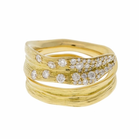 18k Yellow Gold Ring with diamonds MICHAEL ARAM Stunning 18k Adjustable … - Picture 4 of 11